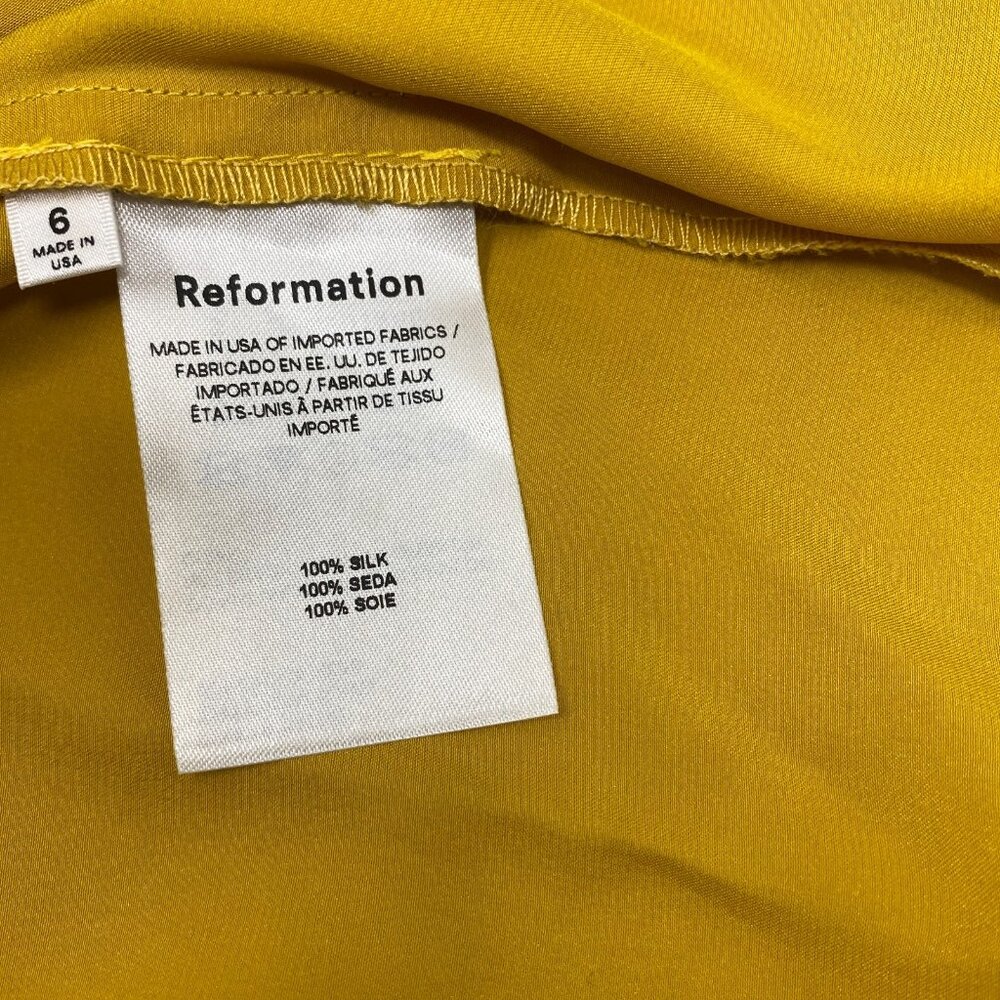 Reformation Zya Silk Yellow Dress 6 Dress - Picture 11 of 13